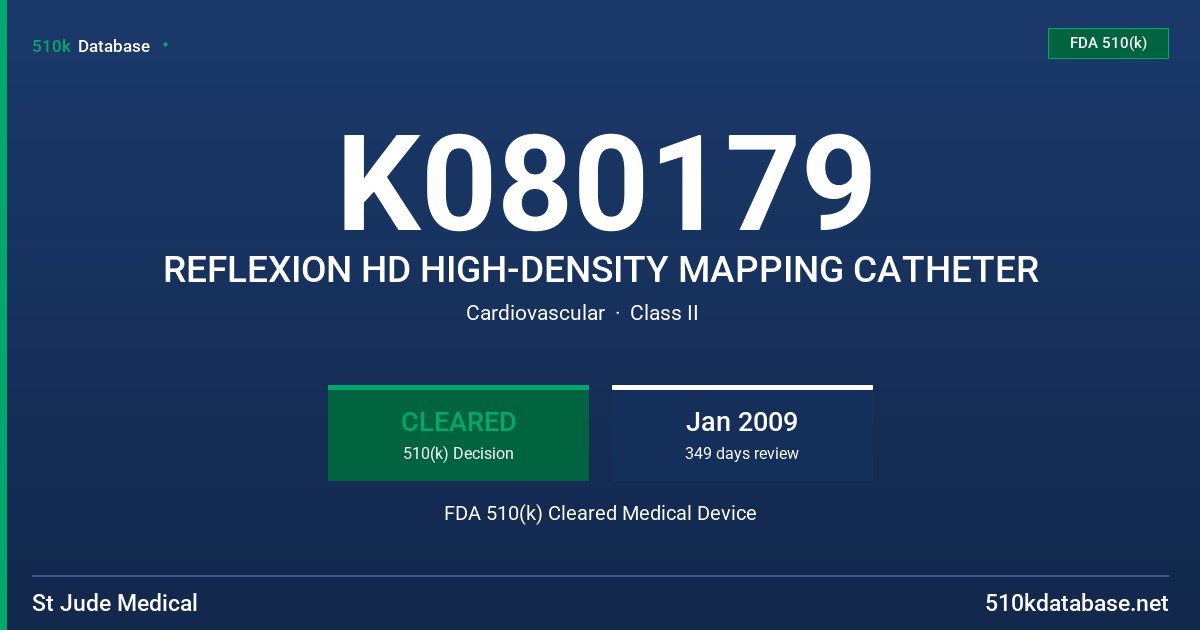 K080179 REFLEXION HD HIGH-DENSITY MAPPING CATHETER FDA 510(k) Cleared Medical Device