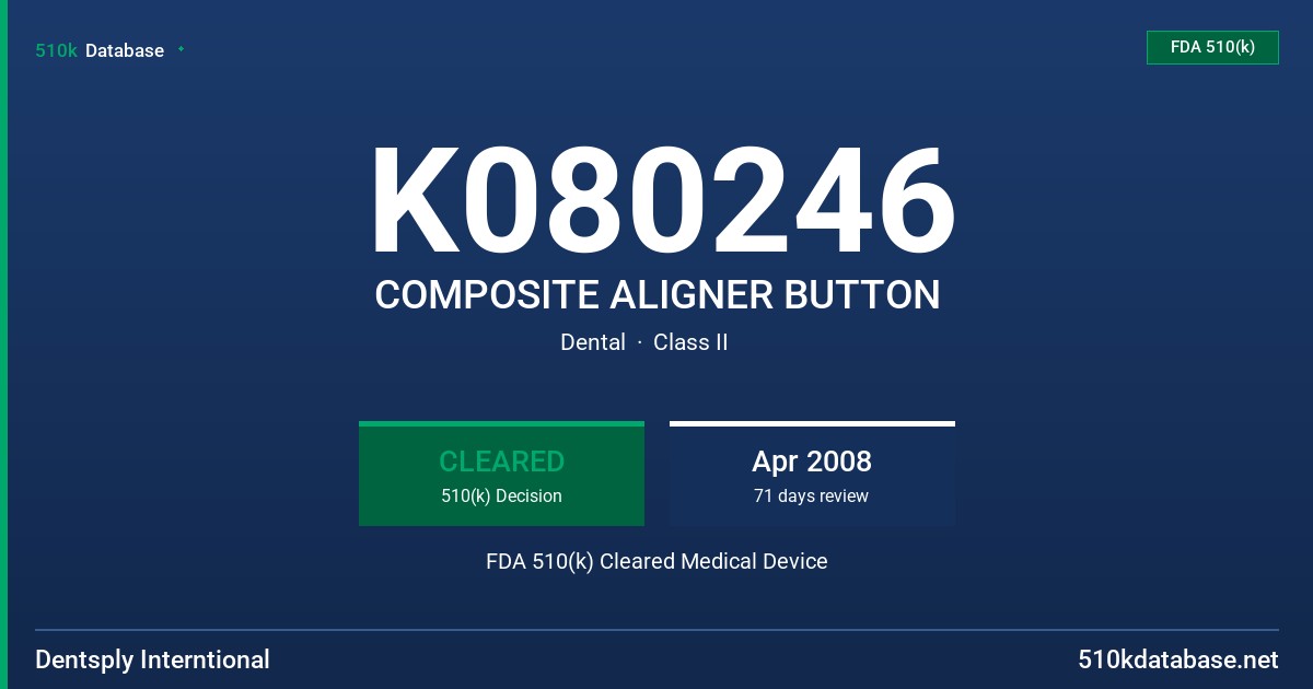 K080246 COMPOSITE ALIGNER BUTTON FDA 510(k) Cleared Medical Device