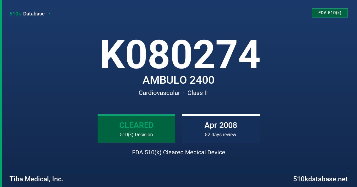 K080274 AMBULO 2400 FDA 510(k) Cleared Medical Device