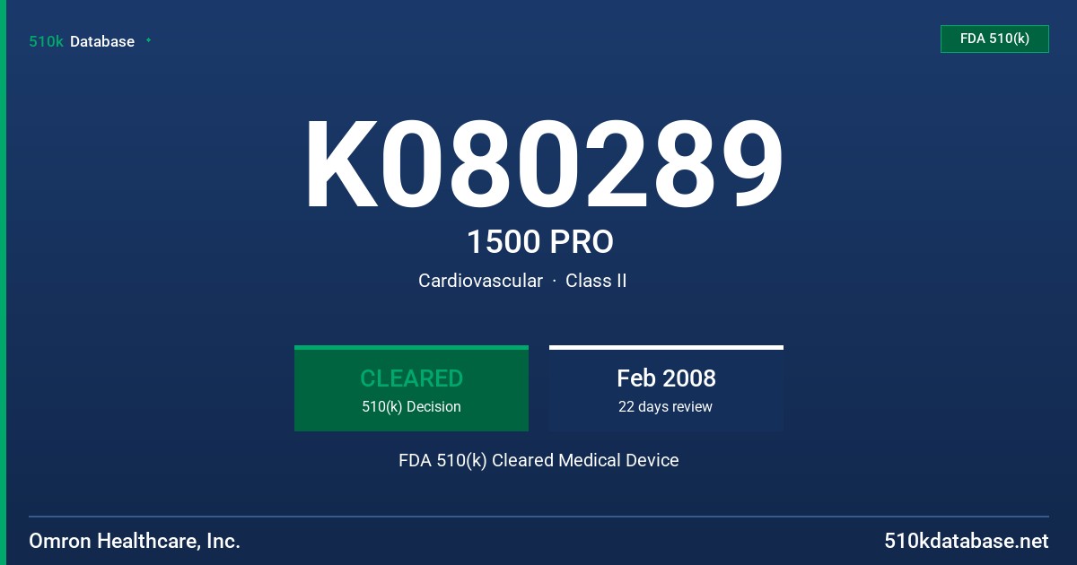 K080289 1500 PRO FDA 510(k) Cleared Medical Device