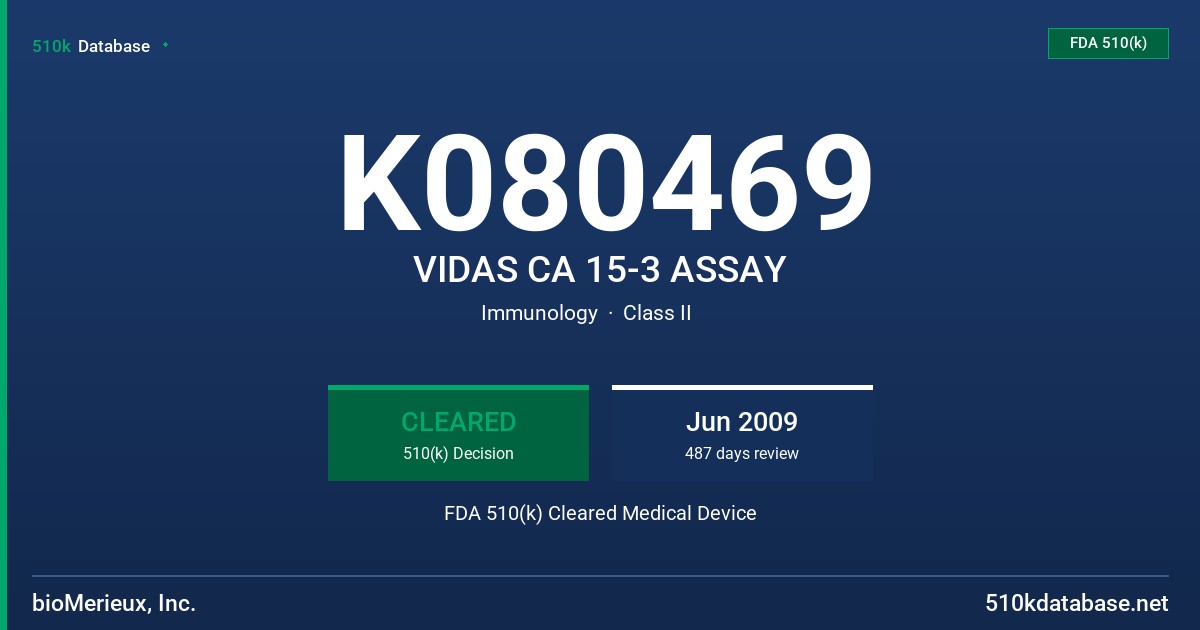K080469 VIDAS CA 15-3 ASSAY FDA 510(k) Cleared Medical Device