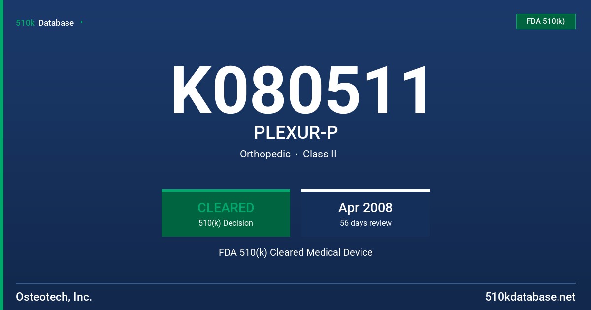 K080511 PLEXUR-P FDA 510(k) Cleared Medical Device