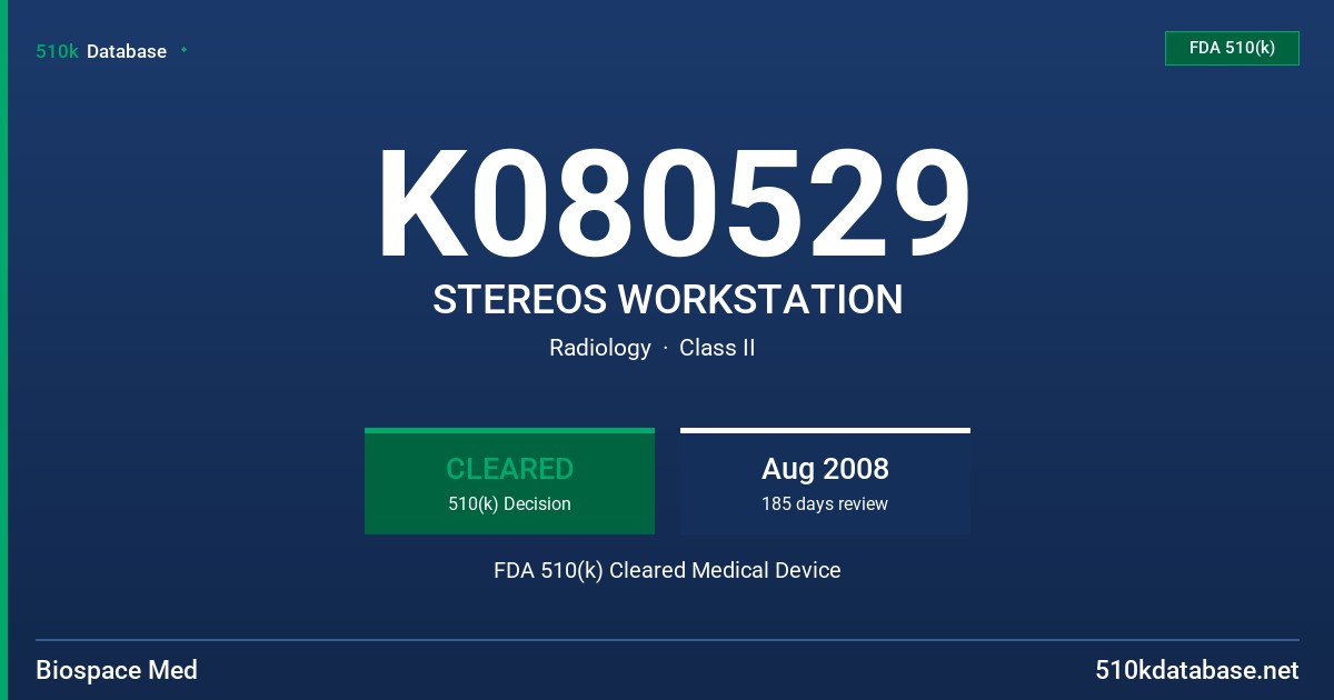 K080529 STEREOS WORKSTATION FDA 510(k) Cleared Medical Device