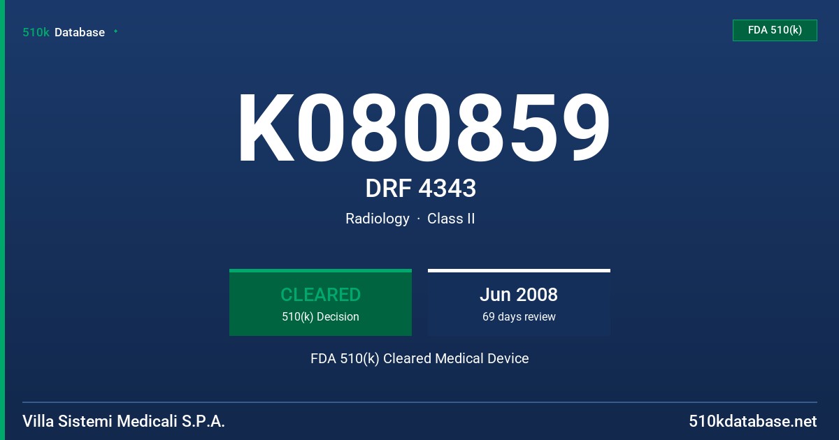 K080859 DRF 4343 FDA 510(k) Cleared Medical Device