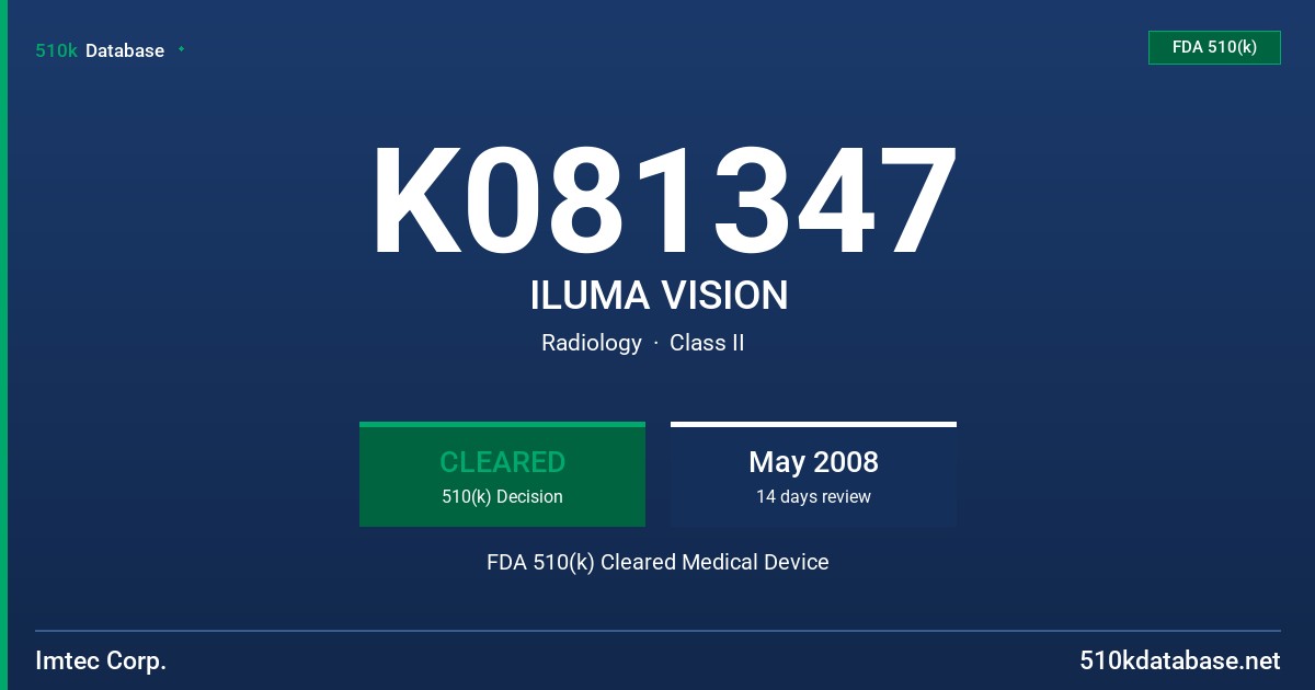 K081347 ILUMA VISION FDA 510(k) Cleared Medical Device