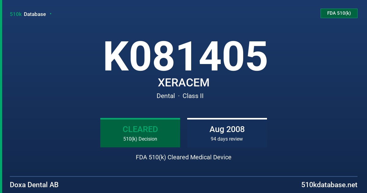 K081405 XERACEM FDA 510(k) Cleared Medical Device