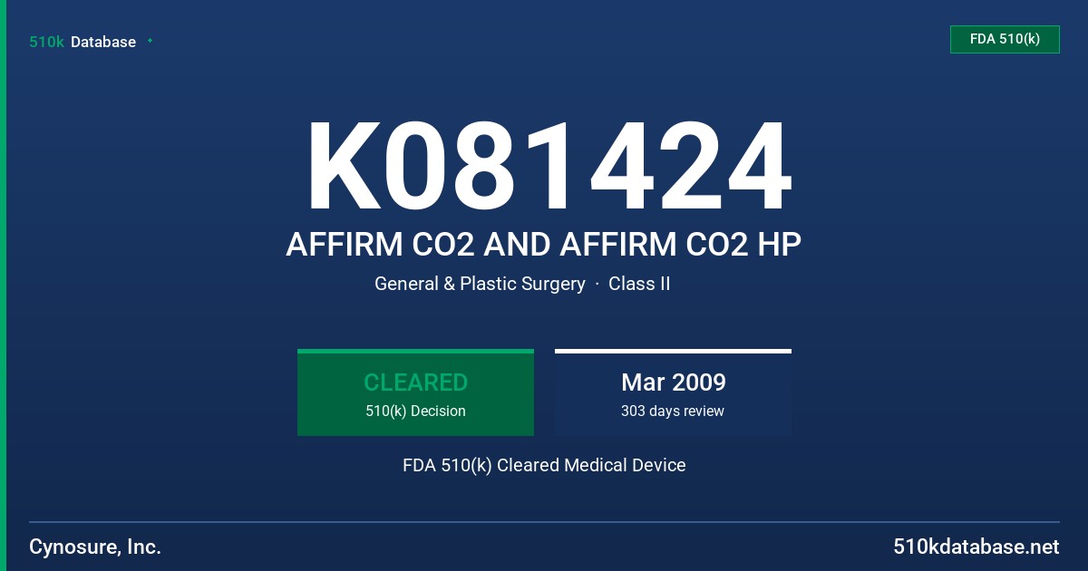 K081424 AFFIRM CO2 AND AFFIRM CO2 HP FDA 510(k) Cleared Medical Device