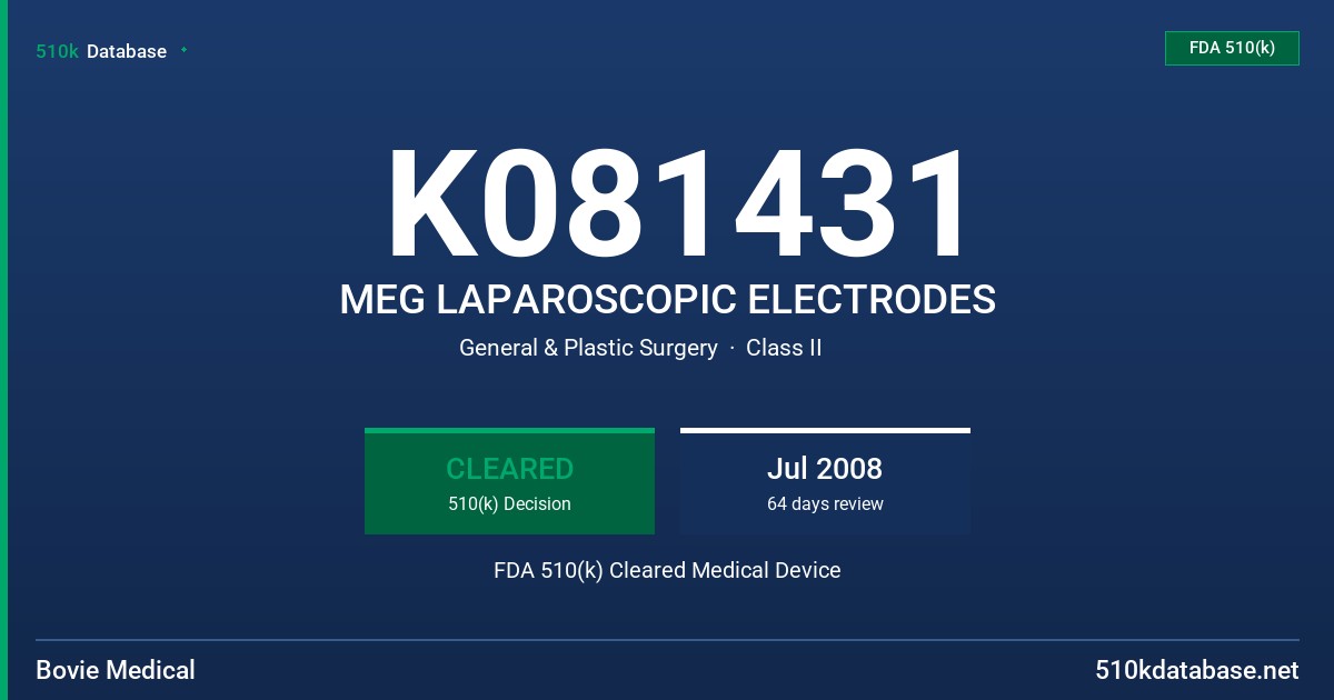 K081431 MEG LAPAROSCOPIC ELECTRODES FDA 510(k) Cleared Medical Device