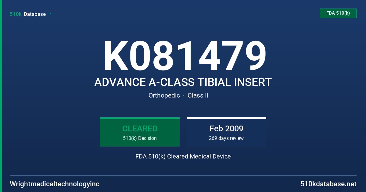 K081479 ADVANCE A-CLASS TIBIAL INSERT FDA 510(k) Cleared Medical Device
