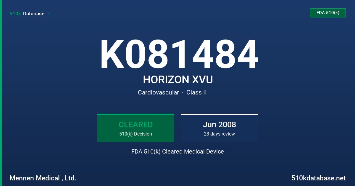 K081484 HORIZON XVU FDA 510(k) Cleared Medical Device