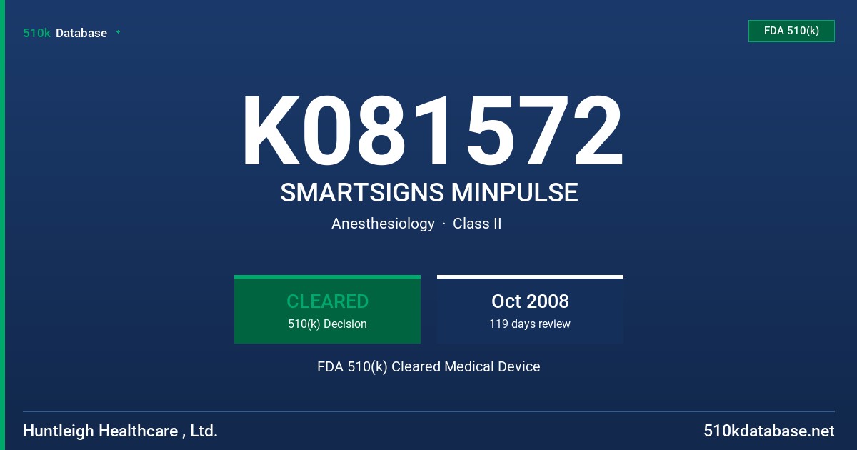 K081572 SMARTSIGNS MINPULSE FDA 510(k) Cleared Medical Device