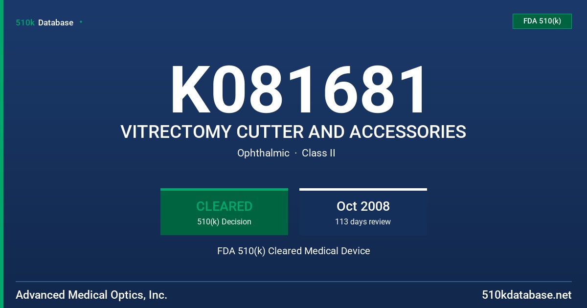 K081681 VITRECTOMY CUTTER AND ACCESSORIES FDA 510(k) Cleared Medical Device