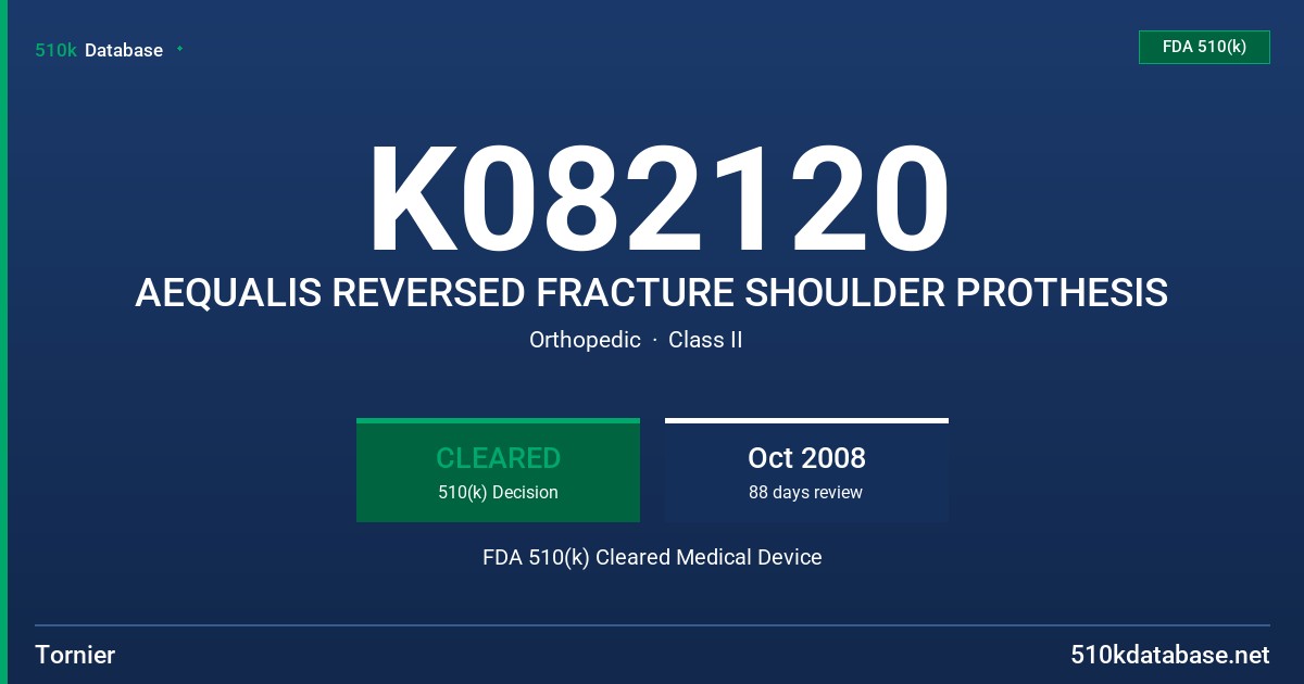 K082120 AEQUALIS REVERSED FRACTURE SHOULDER PROTHESIS FDA 510(k) Cleared Medical Device