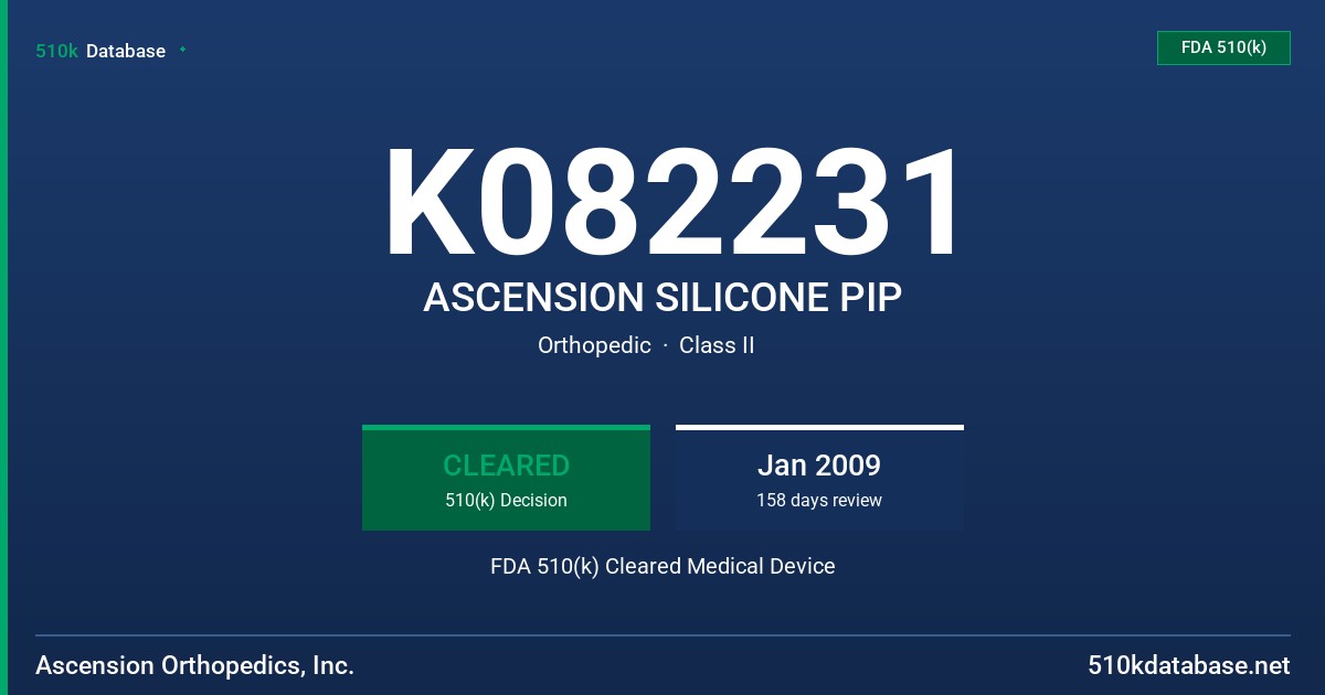 K082231 ASCENSION SILICONE PIP FDA 510(k) Cleared Medical Device