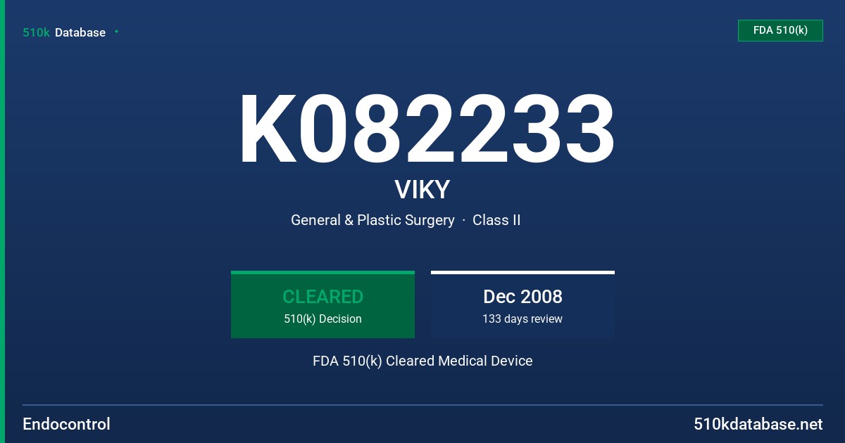 K082233 VIKY FDA 510(k) Cleared Medical Device