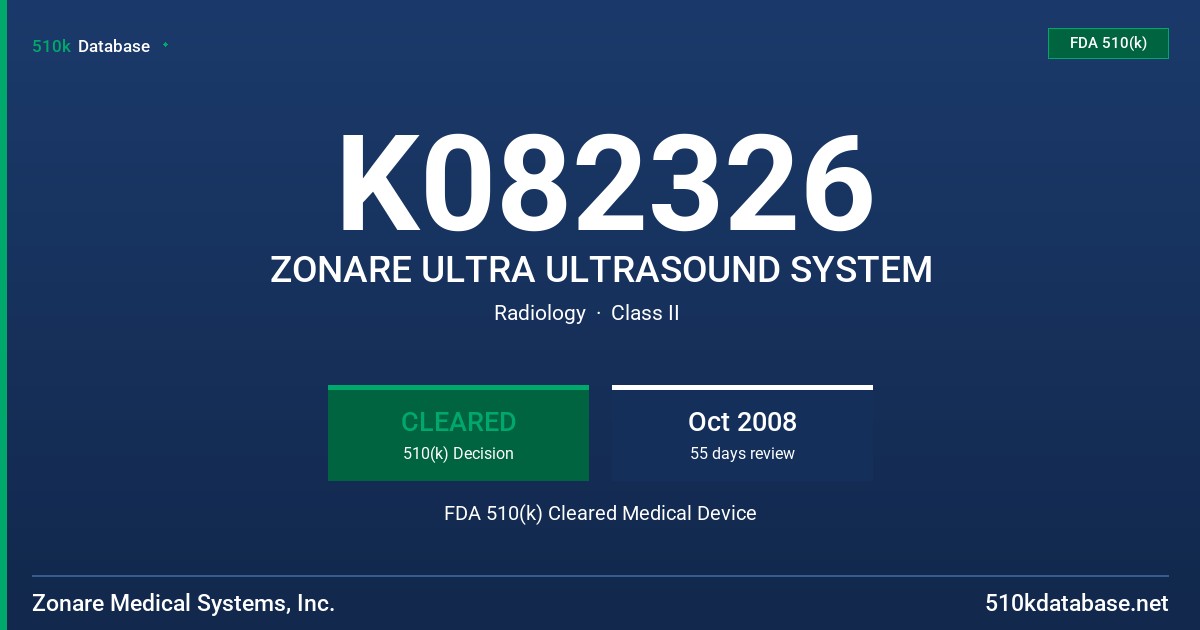 K082326 ZONARE ULTRA ULTRASOUND SYSTEM FDA 510(k) Cleared Medical Device