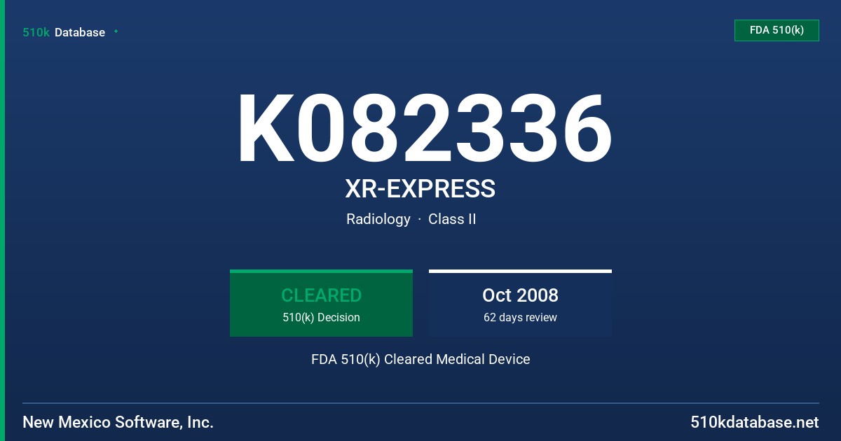 K082336 XR-EXPRESS FDA 510(k) Cleared Medical Device