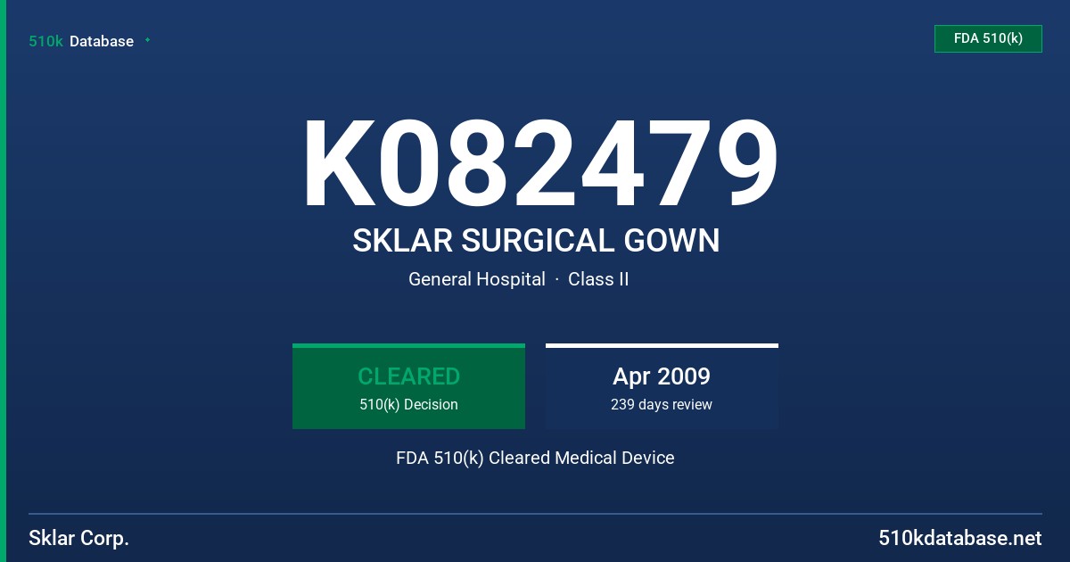 K082479 SKLAR SURGICAL GOWN FDA 510(k) Cleared Medical Device