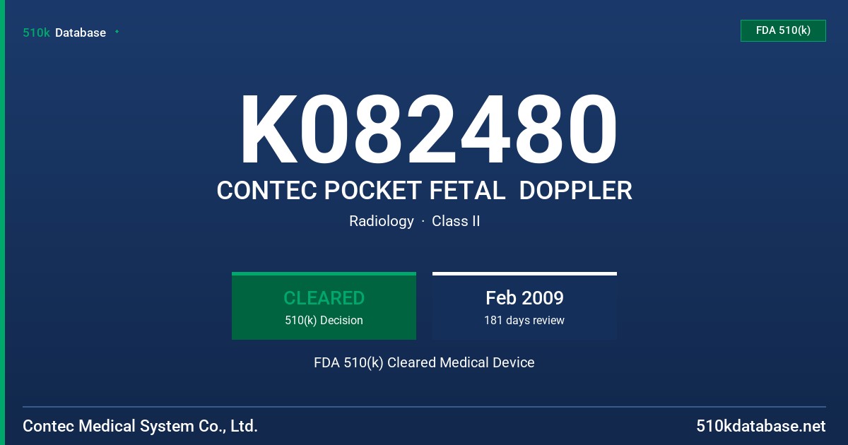 K082480 CONTEC POCKET FETAL  DOPPLER FDA 510(k) Cleared Medical Device