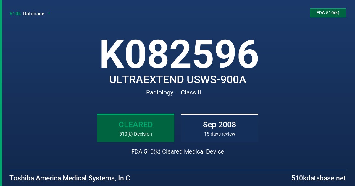 K082596 ULTRAEXTEND USWS-900A FDA 510(k) Cleared Medical Device