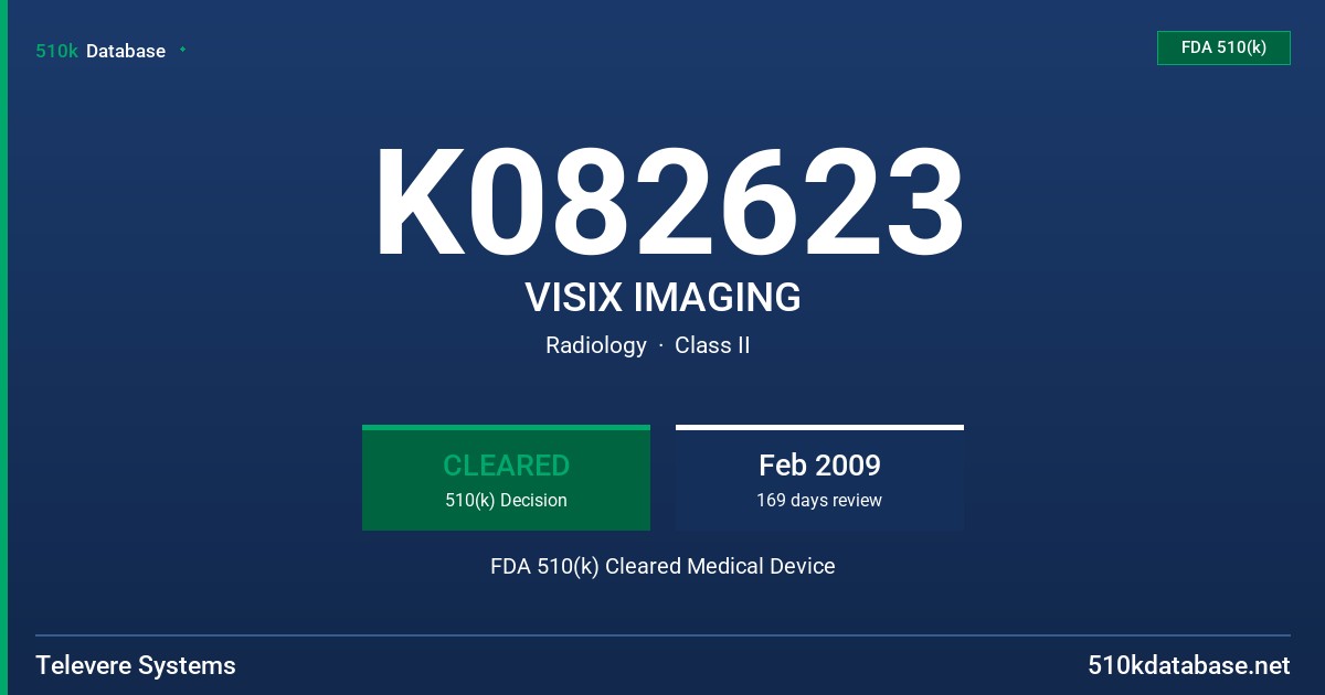 K082623 VISIX IMAGING FDA 510(k) Cleared Medical Device
