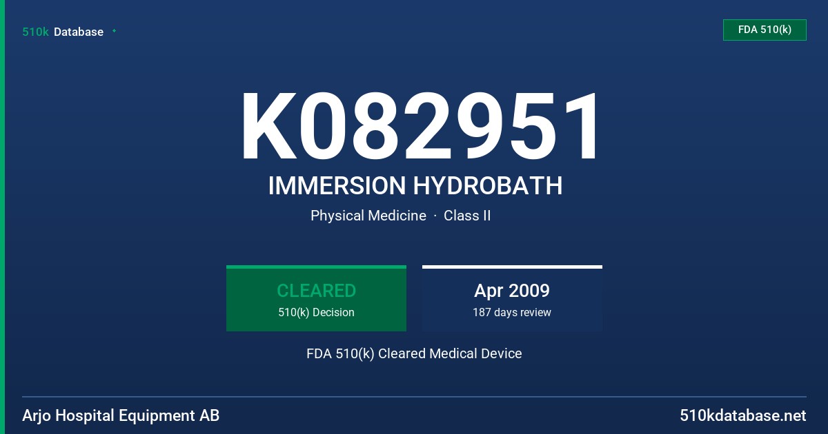 K082951 IMMERSION HYDROBATH FDA 510(k) Cleared Medical Device
