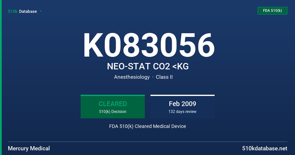 K083056 NEO-STAT CO2 <KG FDA 510(k) Cleared Medical Device