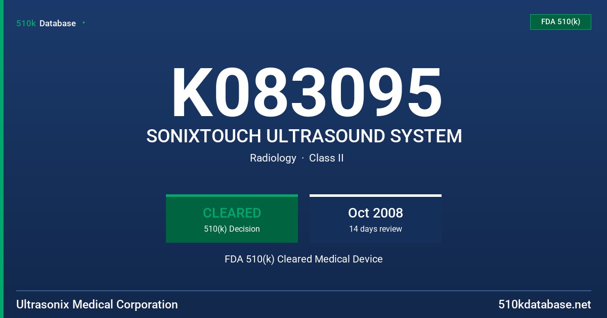 K083095 SONIXTOUCH ULTRASOUND SYSTEM FDA 510(k) Cleared Medical Device