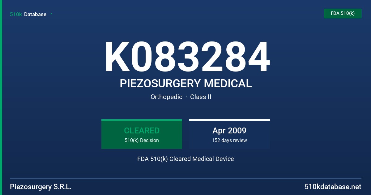 K083284 PIEZOSURGERY MEDICAL FDA 510(k) Cleared Medical Device