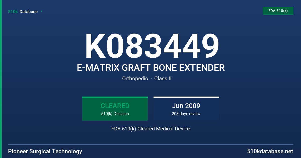 K083449 E-MATRIX GRAFT BONE EXTENDER FDA 510(k) Cleared Medical Device