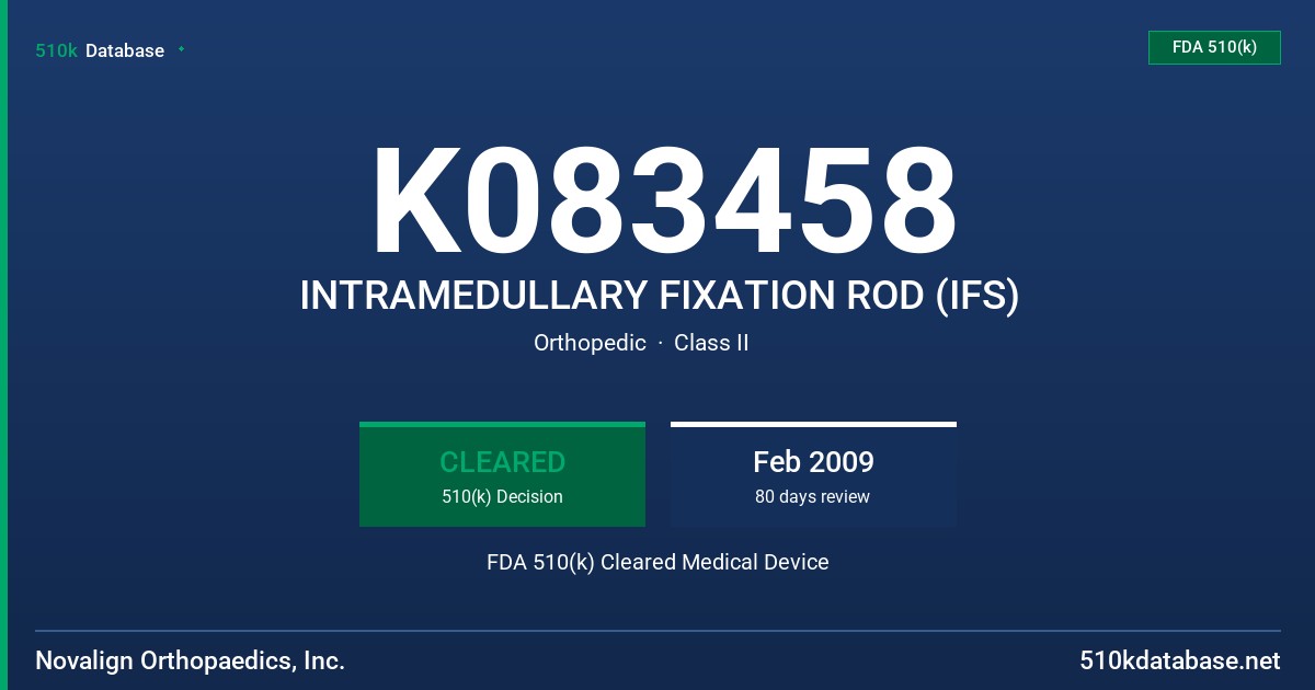 K083458 INTRAMEDULLARY FIXATION ROD (IFS) FDA 510(k) Cleared Medical Device