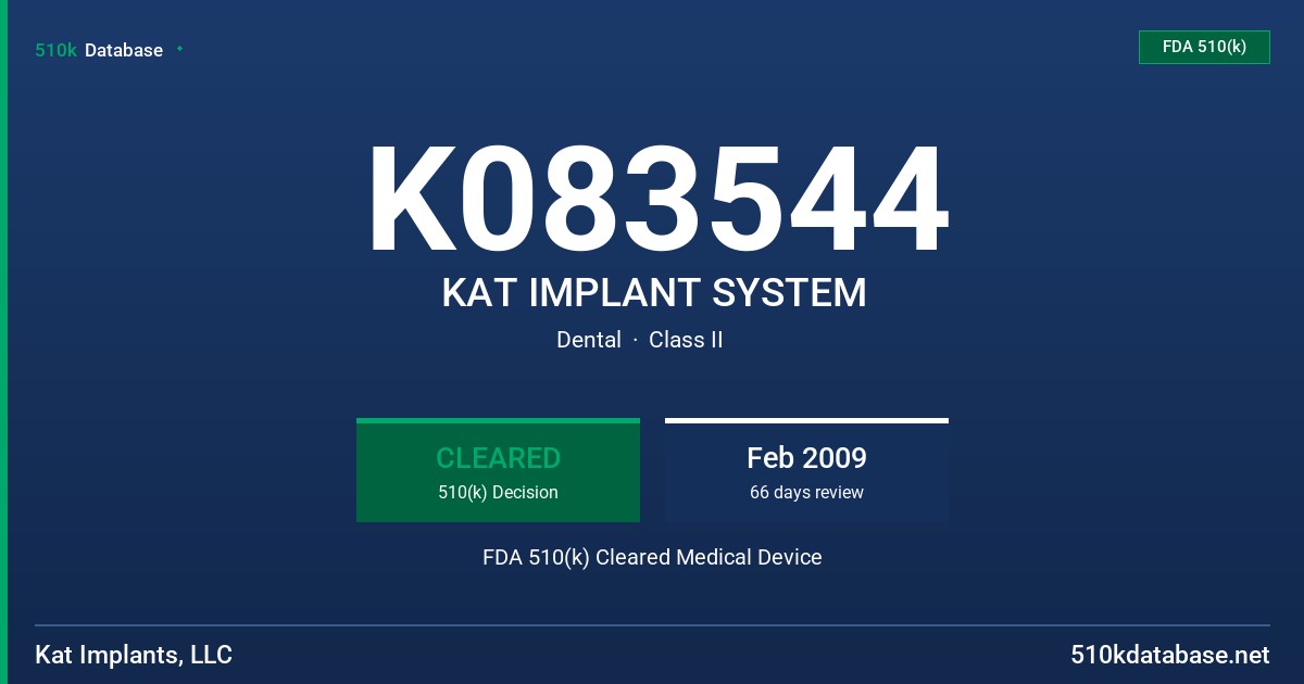 K083544 KAT IMPLANT SYSTEM FDA 510(k) Cleared Medical Device