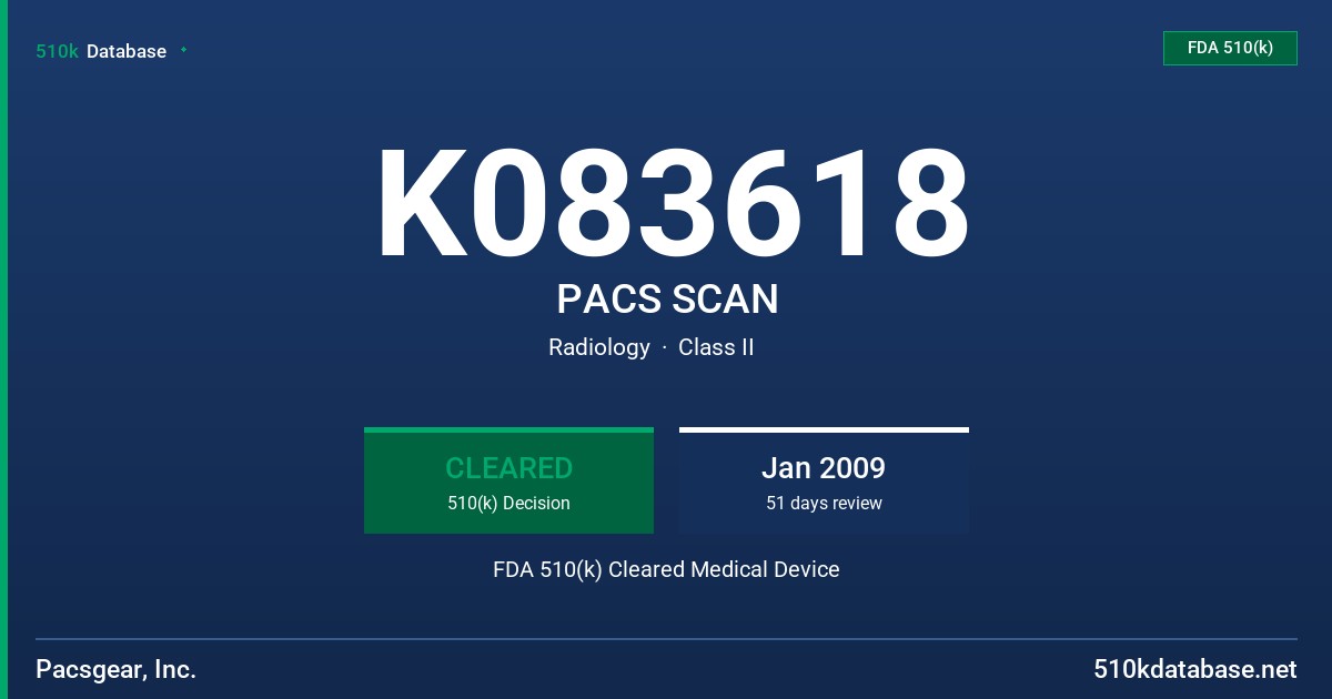 K083618 PACS SCAN FDA 510(k) Cleared Medical Device