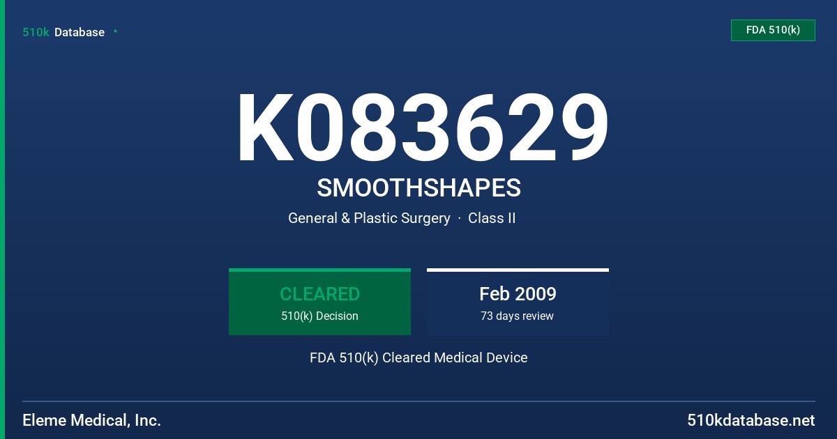K083629 SMOOTHSHAPES FDA 510(k) Cleared Medical Device