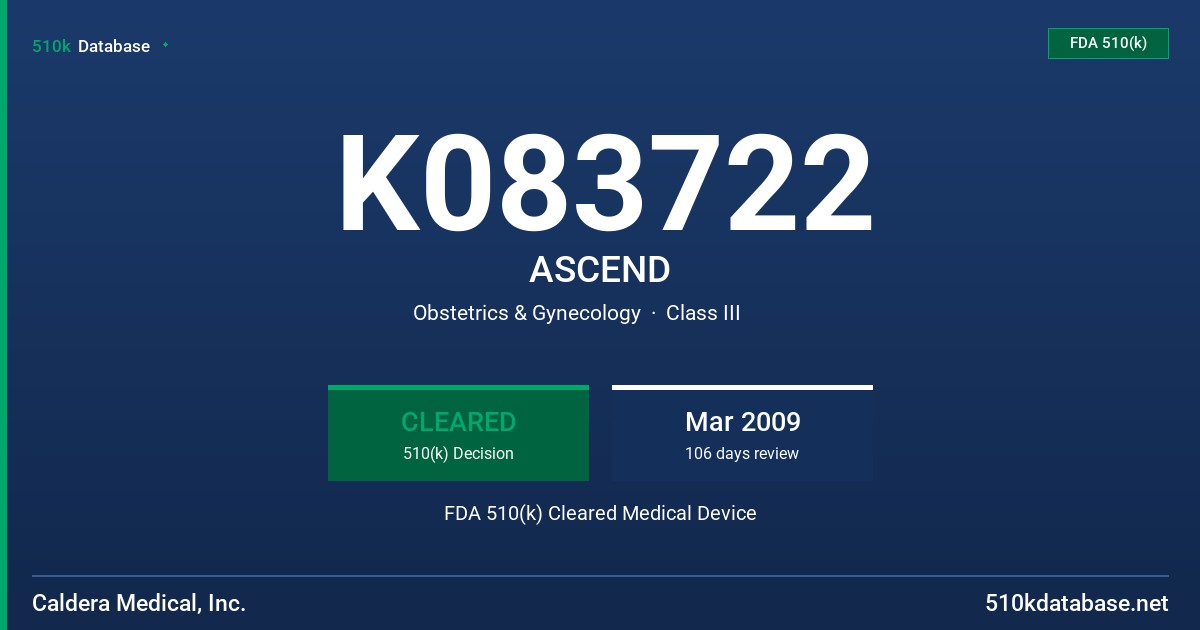 K083722 ASCEND FDA 510(k) Cleared Medical Device
