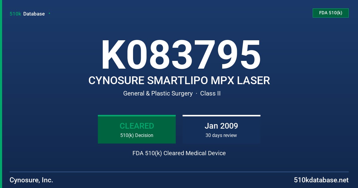 K083795 CYNOSURE SMARTLIPO MPX LASER FDA 510(k) Cleared Medical Device