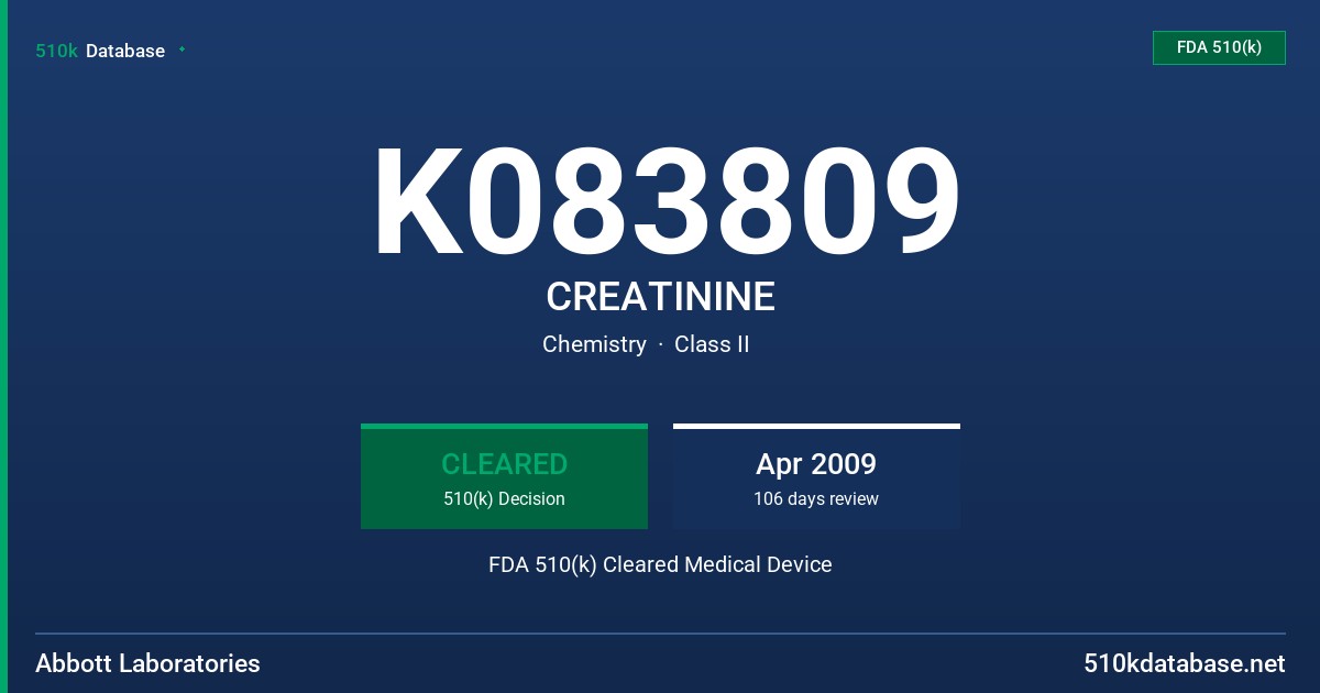 K083809 CREATININE FDA 510(k) Cleared Medical Device