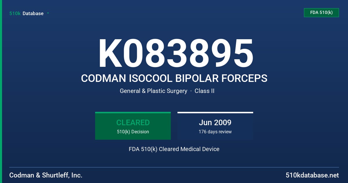 K083895 CODMAN ISOCOOL BIPOLAR FORCEPS FDA 510(k) Cleared Medical Device