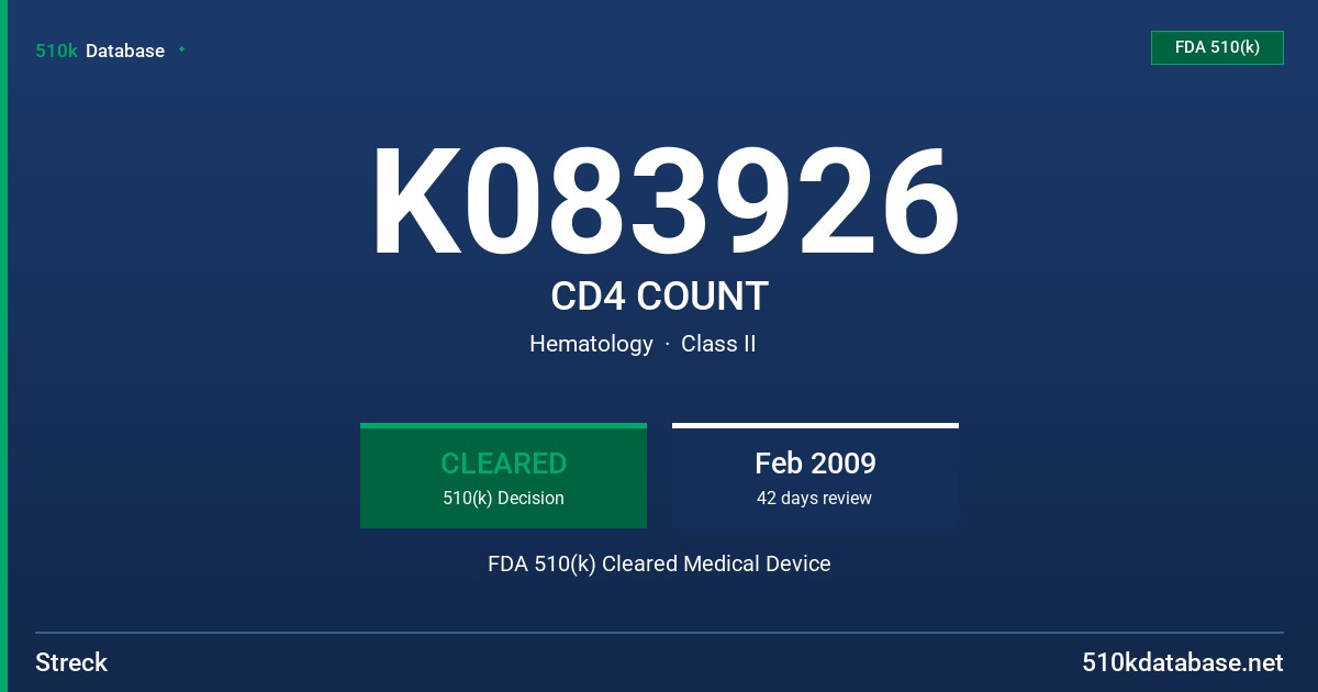 K083926 CD4 COUNT FDA 510(k) Cleared Medical Device
