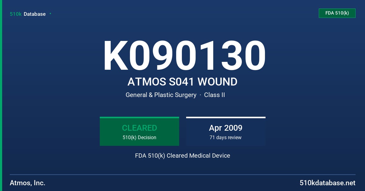 K090130 ATMOS S041 WOUND FDA 510(k) Cleared Medical Device