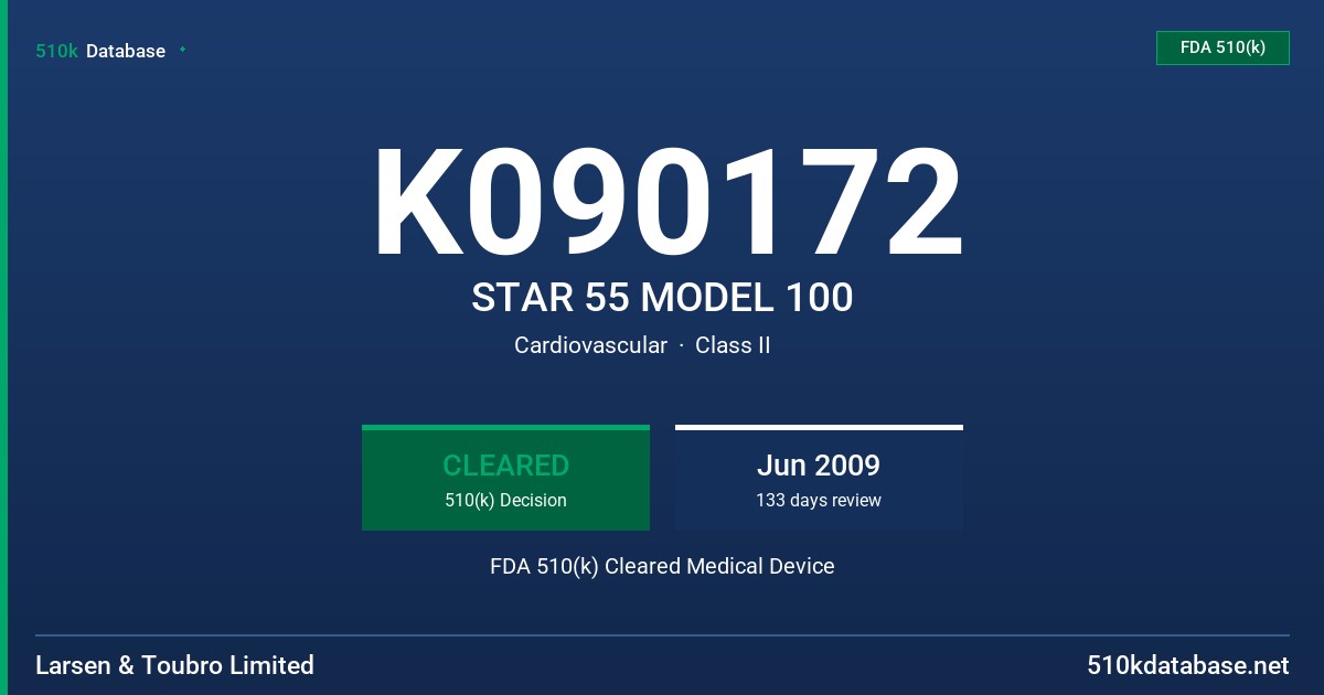 K090172 STAR 55 MODEL 100 FDA 510(k) Cleared Medical Device