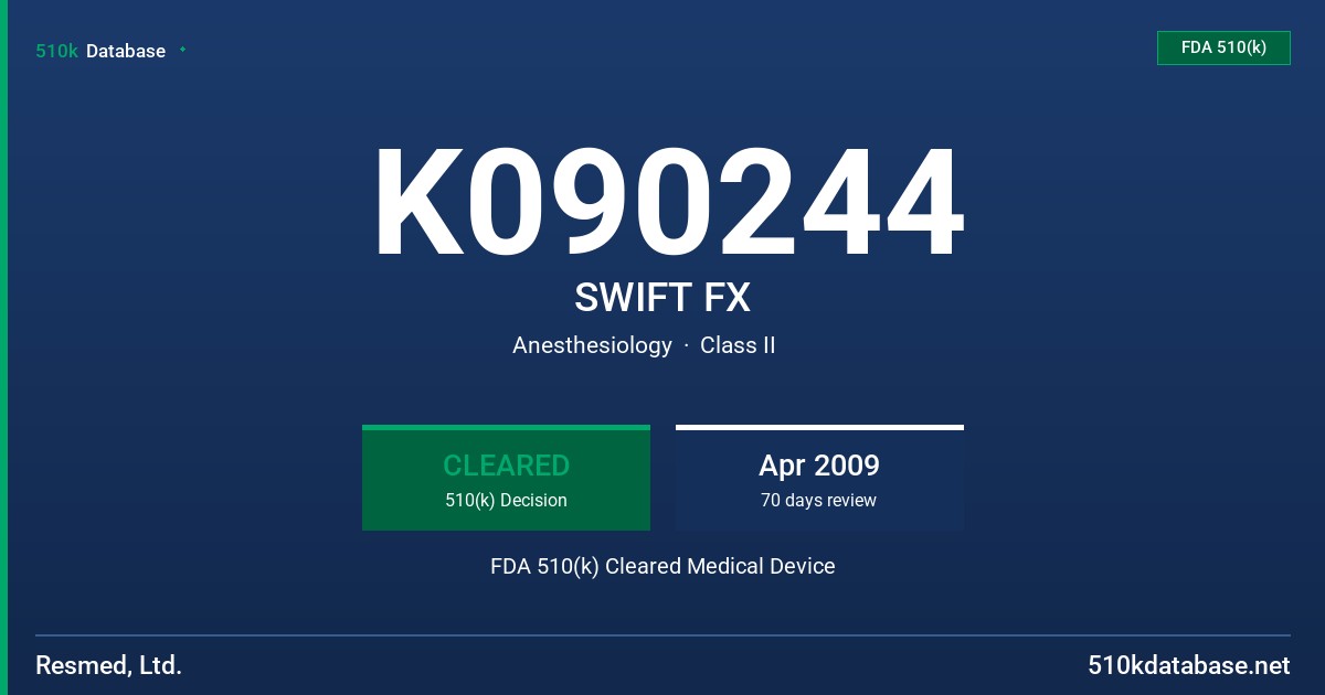 K090244 SWIFT FX FDA 510(k) Cleared Medical Device