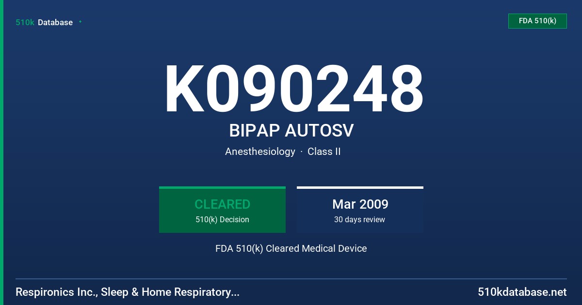 K090248 BIPAP AUTOSV FDA 510(k) Cleared Medical Device