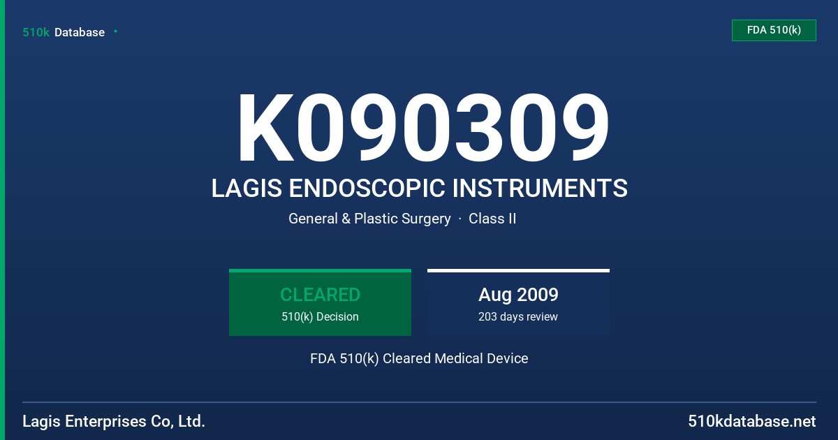 K090309 LAGIS ENDOSCOPIC INSTRUMENTS FDA 510(k) Cleared Medical Device