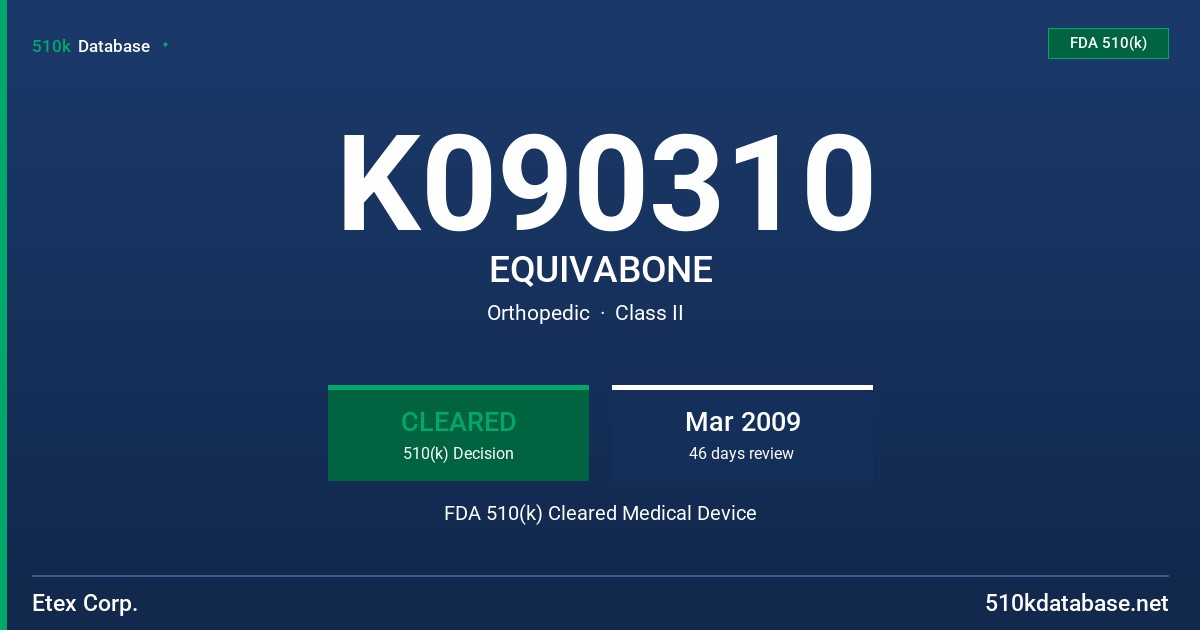 K090310 EQUIVABONE FDA 510(k) Cleared Medical Device