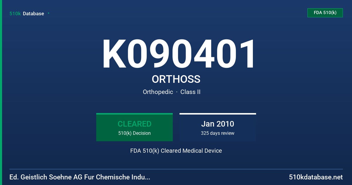 K090401 ORTHOSS FDA 510(k) Cleared Medical Device
