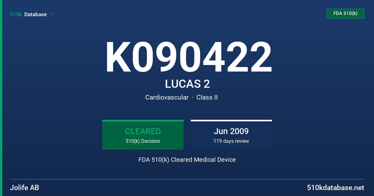 K090422 LUCAS 2 FDA 510(k) Cleared Medical Device