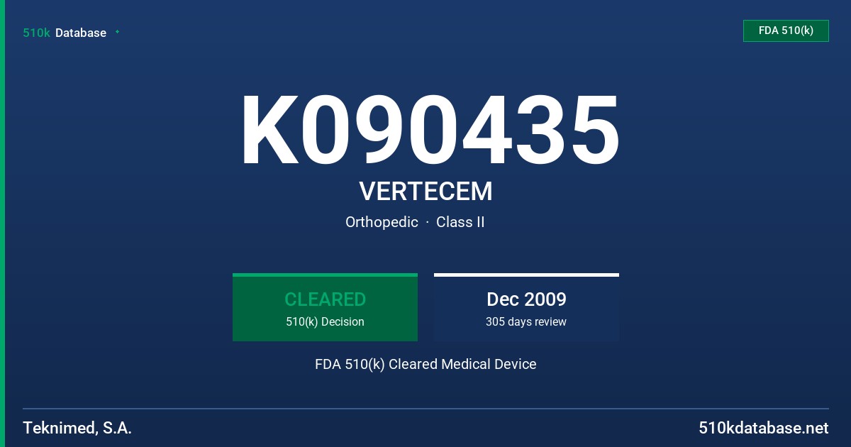 K090435 VERTECEM FDA 510(k) Cleared Medical Device