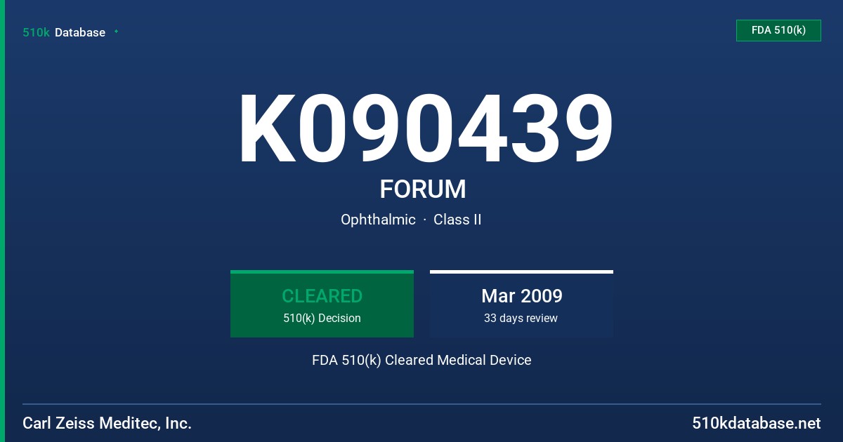 K090439 FORUM FDA 510(k) Cleared Medical Device