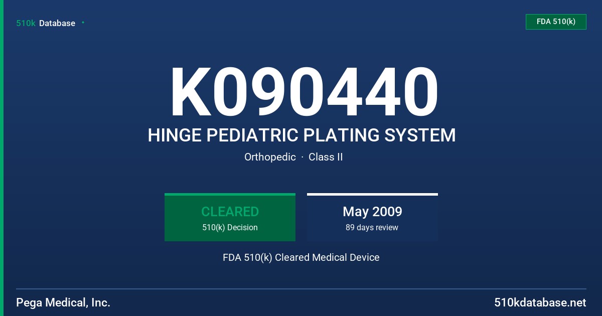 K090440 HINGE PEDIATRIC PLATING SYSTEM FDA 510(k) Cleared Medical Device